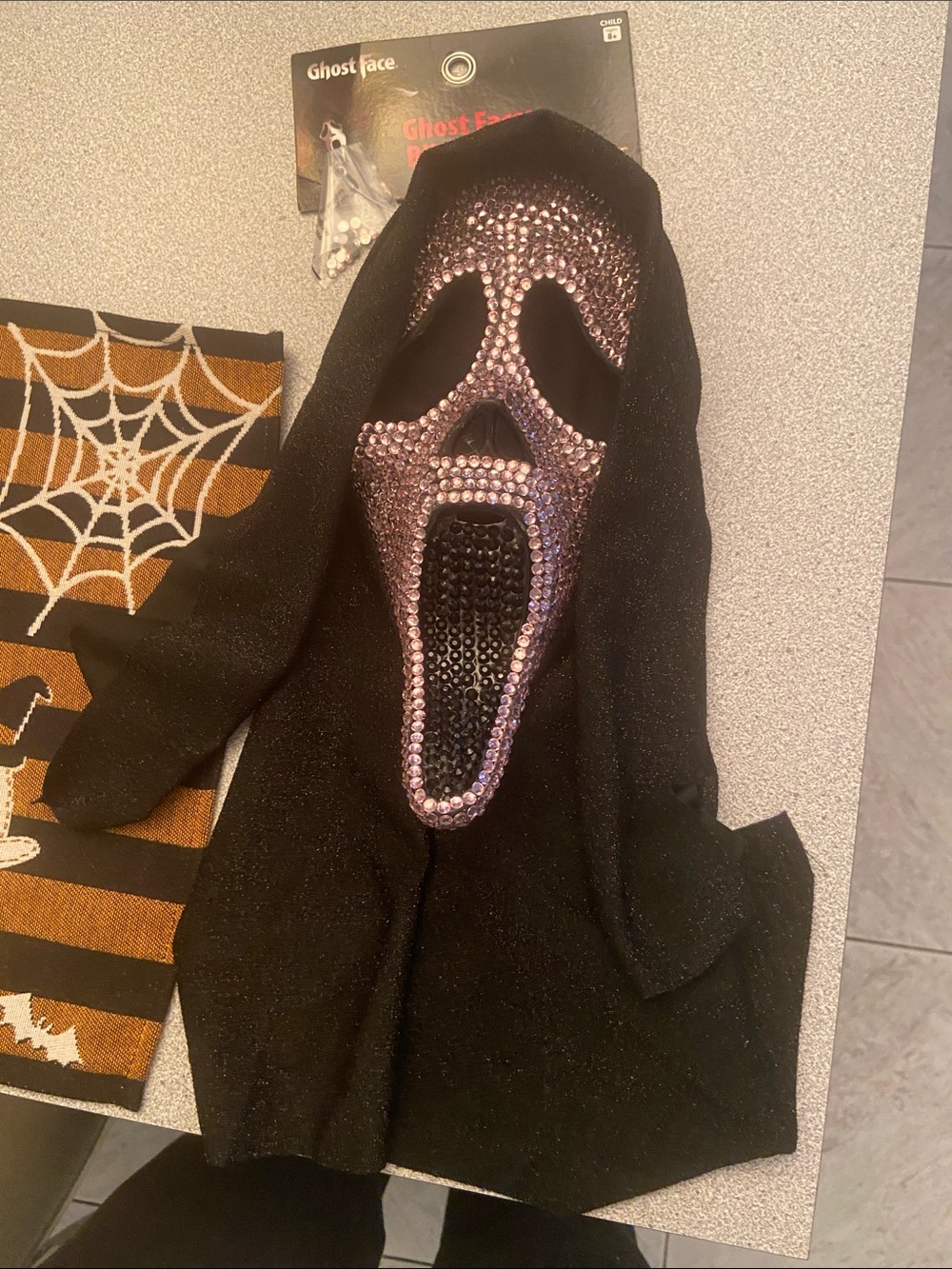 Ghost face Costume Mask with Pink Rhinestones